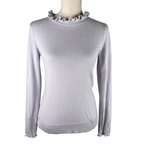 Club Monaco Cashmere Sweater Gray Pale XS Ruffle Neck - Picture 1 of 10